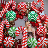 16PCS Christmas Candy Cane Foil Balloons Set for Holiday Party Decorations