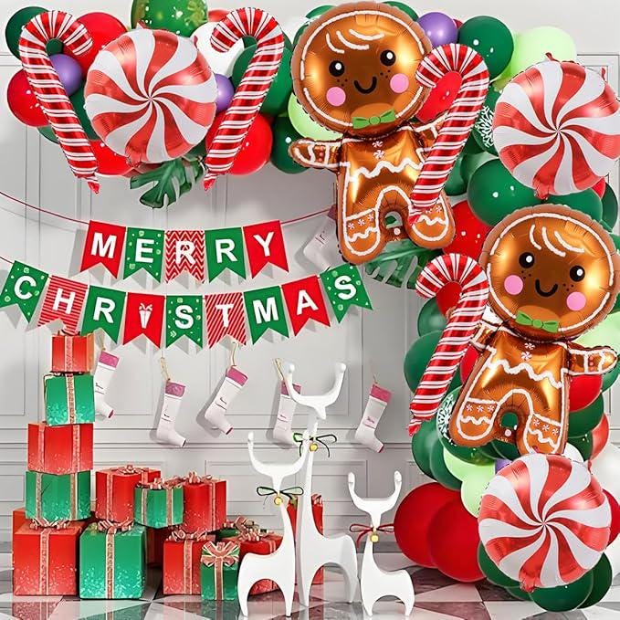 60PCS Red Green White Latex Balloons Set for Christmas New Year and Party Decorations
