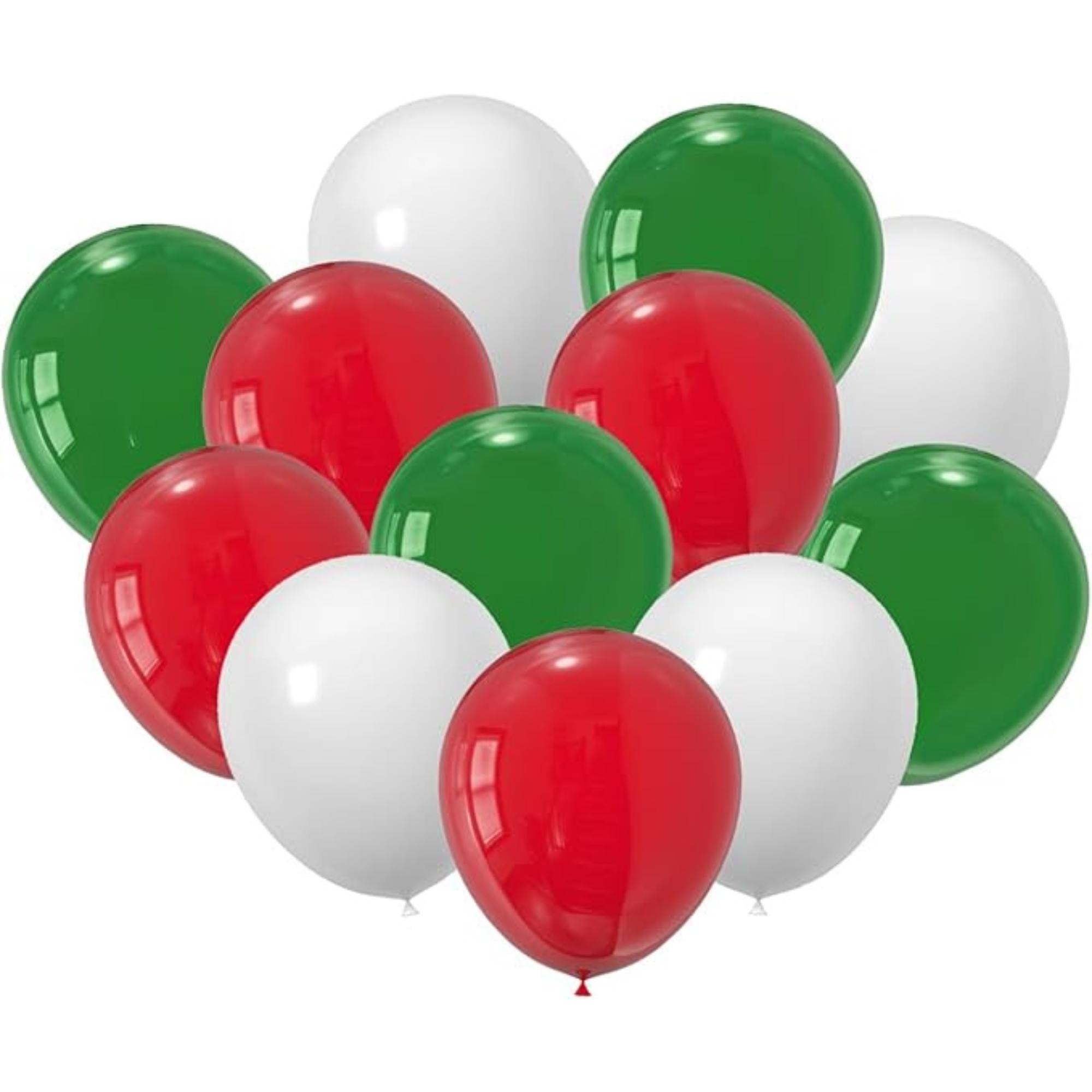 60PCS Red Green White Latex Balloons Set for Christmas New Year and Party Decorations