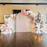 Pink Winter Wonderland Balloon Arch Kit with 135PCS Snowflake Balloons for Baby Shower