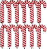12PCS Large Red Christmas Candy Cane Foil Balloons Set for Holiday Party Decorations
