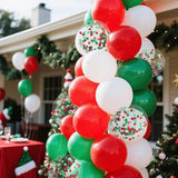 Red, White & Green Latex Balloons: 80-Piece Christmas Party Decoration Set