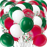 Red, White & Green Latex Balloons: 80-Piece Christmas Party Decoration Set
