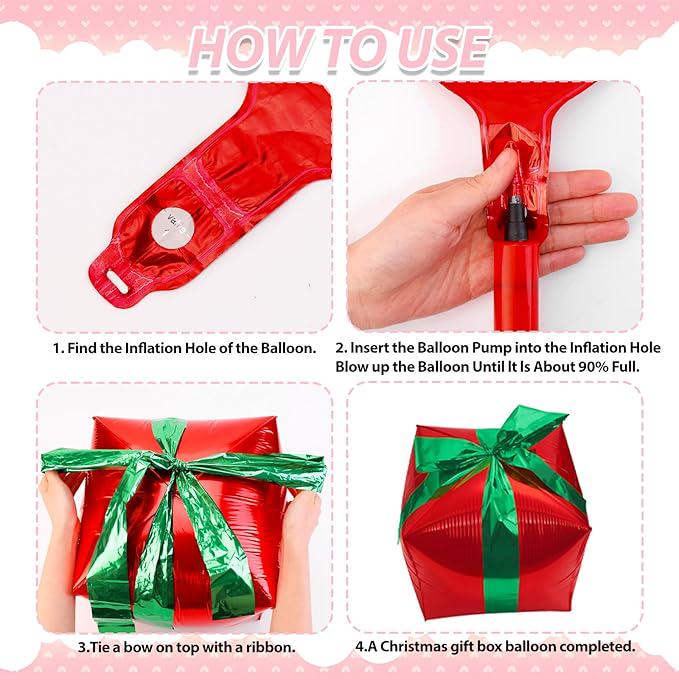 Christmas Foil Balloon Set: Candy Cane, Gift Box, Swirl Party Decor