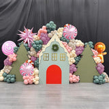 Christmas Balloon Arch Kit with Sage Green, Pink, Purple Balloons and Holiday Foil Accents