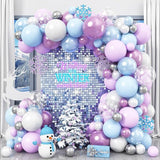 Winter Balloon Arch Kit with 103PCS Purple, Blue, White, Silver Balloons for Holiday Parties