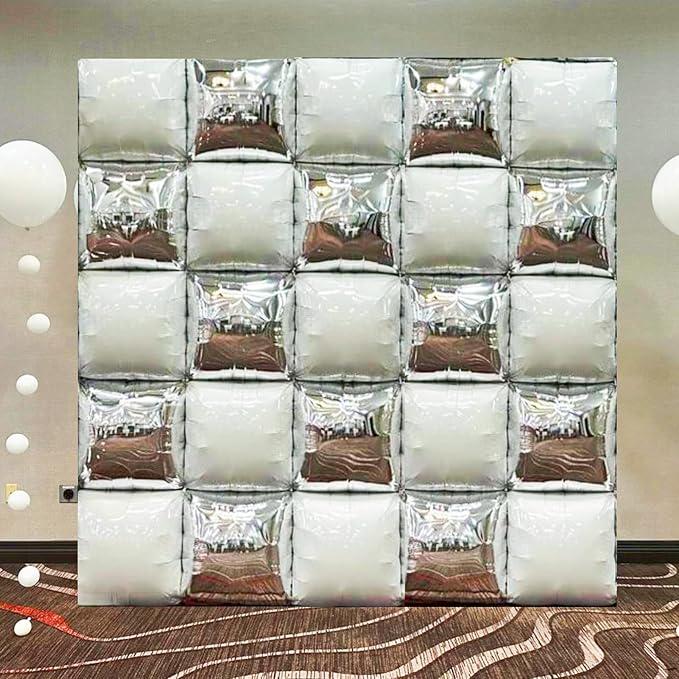 White & Silver Foil Balloon Wall Kit, Party Photo Booth Backdrop
