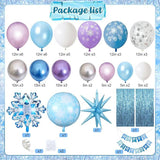 Winter Snowflake Balloon Arch Kit with Blue, Purple, Silver Balloons for Princess Birthday Party