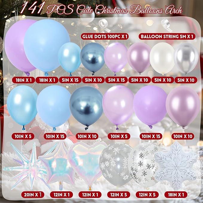 Princess Balloon Arch Kit: Pink, Purple & Blue Snowflake Balloons