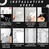 137PCS White Silver Balloon Arch Kit with Sequin Backdrop for Winter Party Decorations