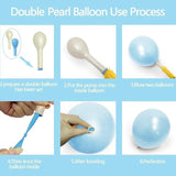 Blue White Balloon Arch Kit with Double Stuffed Balloons and Bows for Winter Party
