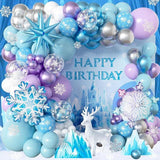 Frozen Balloon Arch Kit with Blue, Purple, White Balloons for Girls Winter Birthday Party
