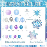 Frozen Balloon Arch Kit with Blue, Purple, White Balloons for Girls Winter Birthday Party