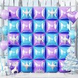 32PCS Blue Purple Foil Balloon Wall with Star Balloons for Frozen Winter Birthday Party