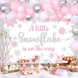 Winter Baby Shower Balloon Arch Kit with Pink White Silver Snowflakes for Girls Party