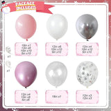 Pink White Snowflake Balloon Arch with Silver and Clear Balloons for Winter Birthday Party
