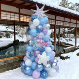 135PCS Purple Blue Balloon Arch Kit with Snowflake and Star Balloons for Winter Party