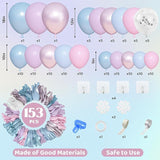 153PCS Pink Purple Blue Balloon Arch Kit with Metallic Pastel Balloons for Princess Party