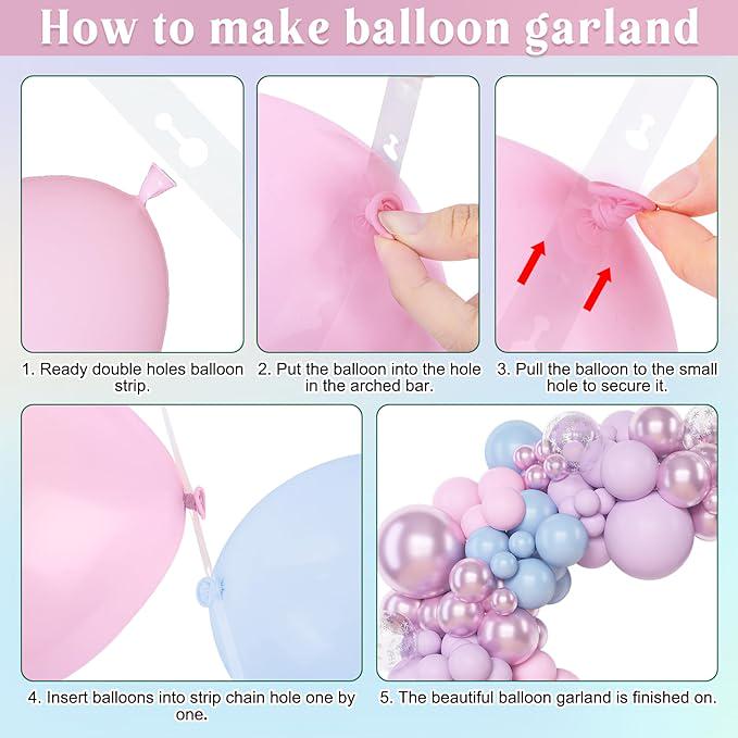 153PCS Pink Purple Blue Balloon Arch Kit with Metallic Pastel Balloons for Princess Party