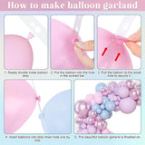 153PCS Pink Purple Blue Balloon Arch Kit with Metallic Pastel Balloons for Princess Party