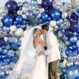 Blue & Silver Balloon Arch Kit: 140-Piece Birthday Wedding Decor