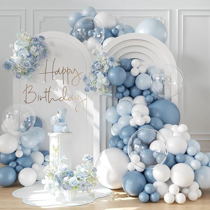 Dusty Blue Balloon Arch Kit: Pastel Party Decorations