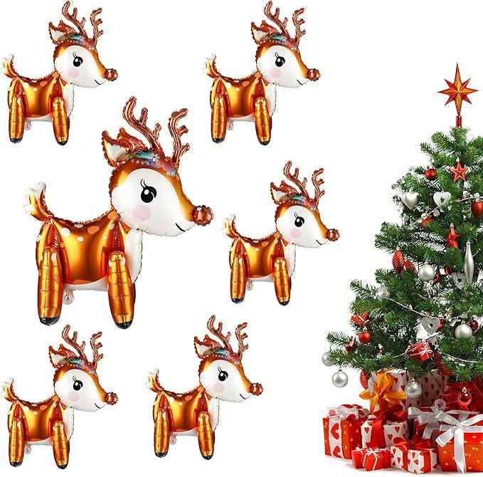 6pcs Reindeer 3D Balloons for Christmas Party and Birthday Decorations