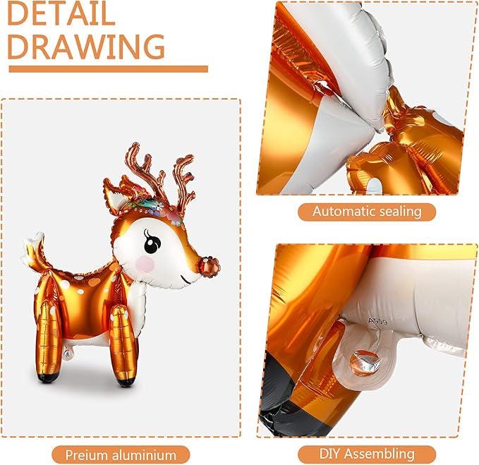 6pcs Reindeer 3D Balloons for Christmas Party and Birthday Decorations