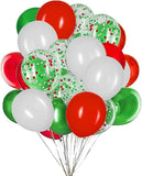 50pcs Red Green White Christmas Balloons 12 Inch Confetti Party Decorations