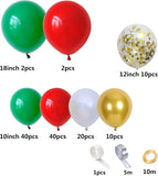 127pcs Red Green White Gold Balloon Garland Kit for Christmas Party Decorations