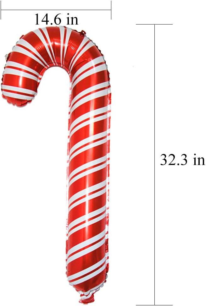 3pcs Christmas Candy Cane Foil Balloons for Holiday and Home Decorations