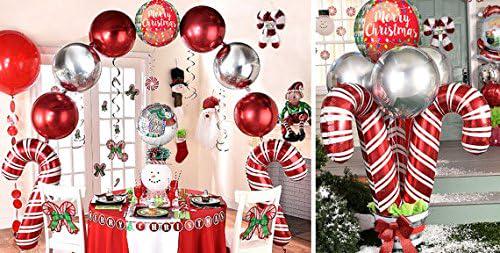 3pcs Christmas Candy Cane Foil Balloons for Holiday and Home Decorations