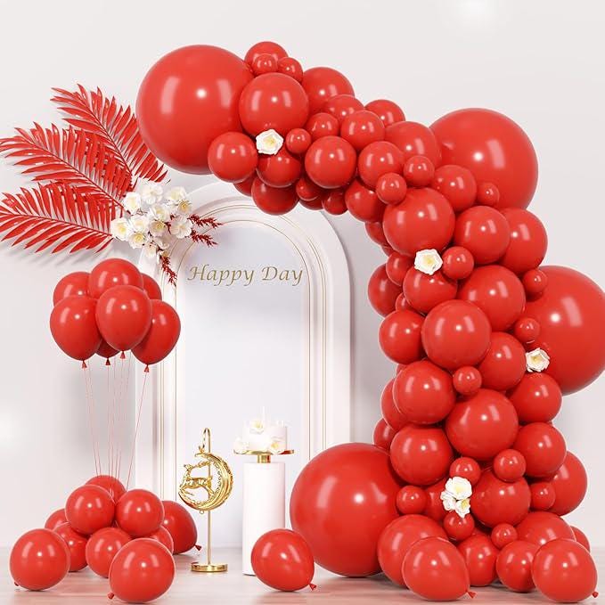 130pcs Red Latex Balloon Set for Wedding Birthday and Christmas Decorations