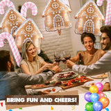 12pcs Gingerbread House Foil Balloons with Candy Cane for Christmas Decorations