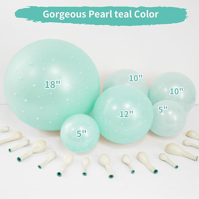 116PCS Teal Blue Pearl Balloon Arch Kit for Wedding Birthday Baby Shower Party