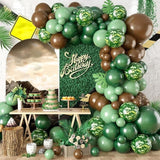 Dinosaur Balloon Arch Kit with Green Brown Forest Print Balloons for Boys Party