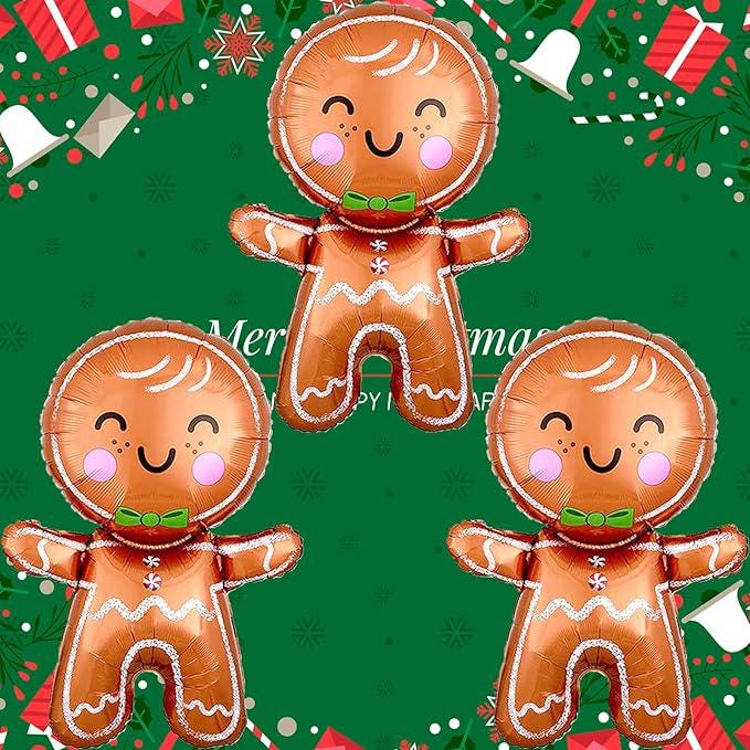 10 PCS Christmas Balloons Set Gingerbread Man Pink Candy Cane Party Decorations