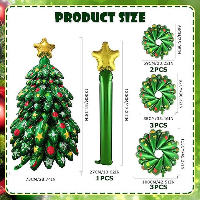 51 Inch Giant Christmas Tree Balloon Self Standing Foil Balloon for Xmas Decor