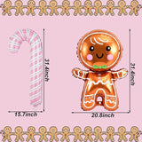 11 PCS Gingerbread Balloons Set Pink Candy Cane Foil Balloons Christmas Decor