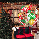 Christmas Balloons Set Red Green Gold Candy Cane Gingerbread Man Party Decor