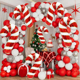 6 PCS Christmas Candy Cane Balloons Red Foil Balloons Holiday Party Decorations
