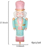 4 PCS Christmas Nutcracker Foil Balloons Set Pink Mint Green Large Party Decor