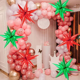 72 PCS Red Green Star Balloons 26 Inch Foil Cone Spike Balloons Christmas Decor
