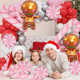 10 PCS Gingerbread Balloons Set Candy Cane Foil Balloons Pink Christmas Decor