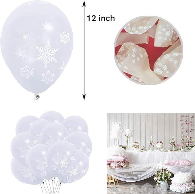 50 PCS Winter Snowflake Balloons Christmas Holiday Party Decorations Supplies