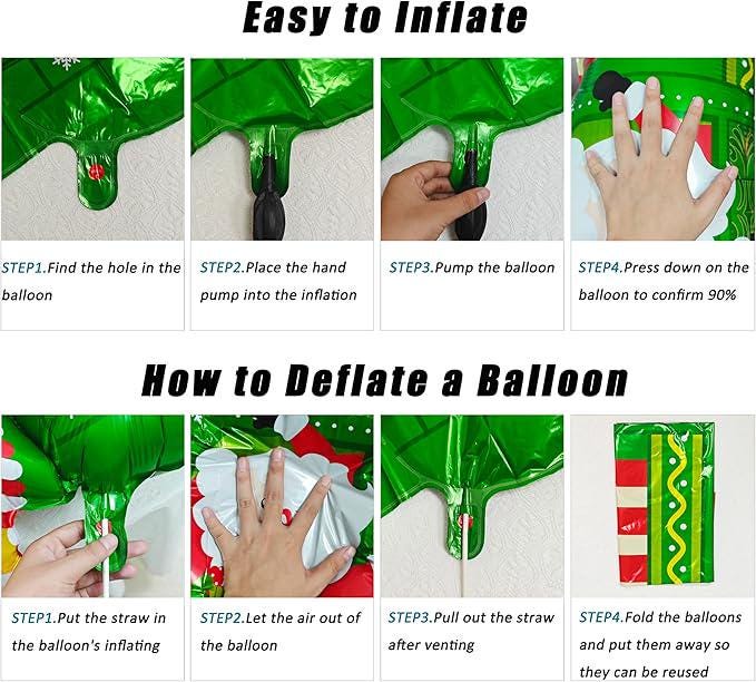 Self Standing Christmas Train Balloon Green Red Foil Balloon Holiday Party Decor