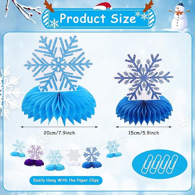Snowflake Honeycomb Table Centerpieces 12pcs for Winter Wonderland Party Decor
