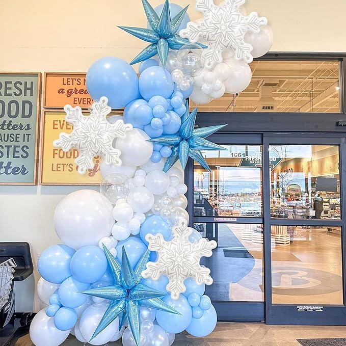 5 PCS 36 Inch Clear Snowflake Foil Balloons Christmas Winter Wonderland Decor