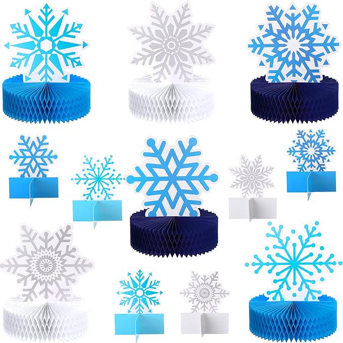 Winter Snowflake Table Centerpieces 12pcs 3D Honeycomb Decorations for Party