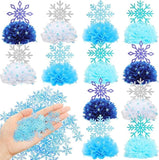 Snowflake Winter Table Centerpieces 12 Sets 25pcs Double-Sided Honeycomb Party Decor